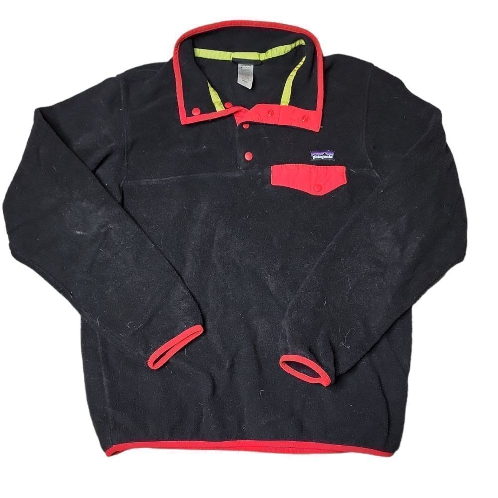 Patagonia synchilla t snap black red pull over quarter snap jacket